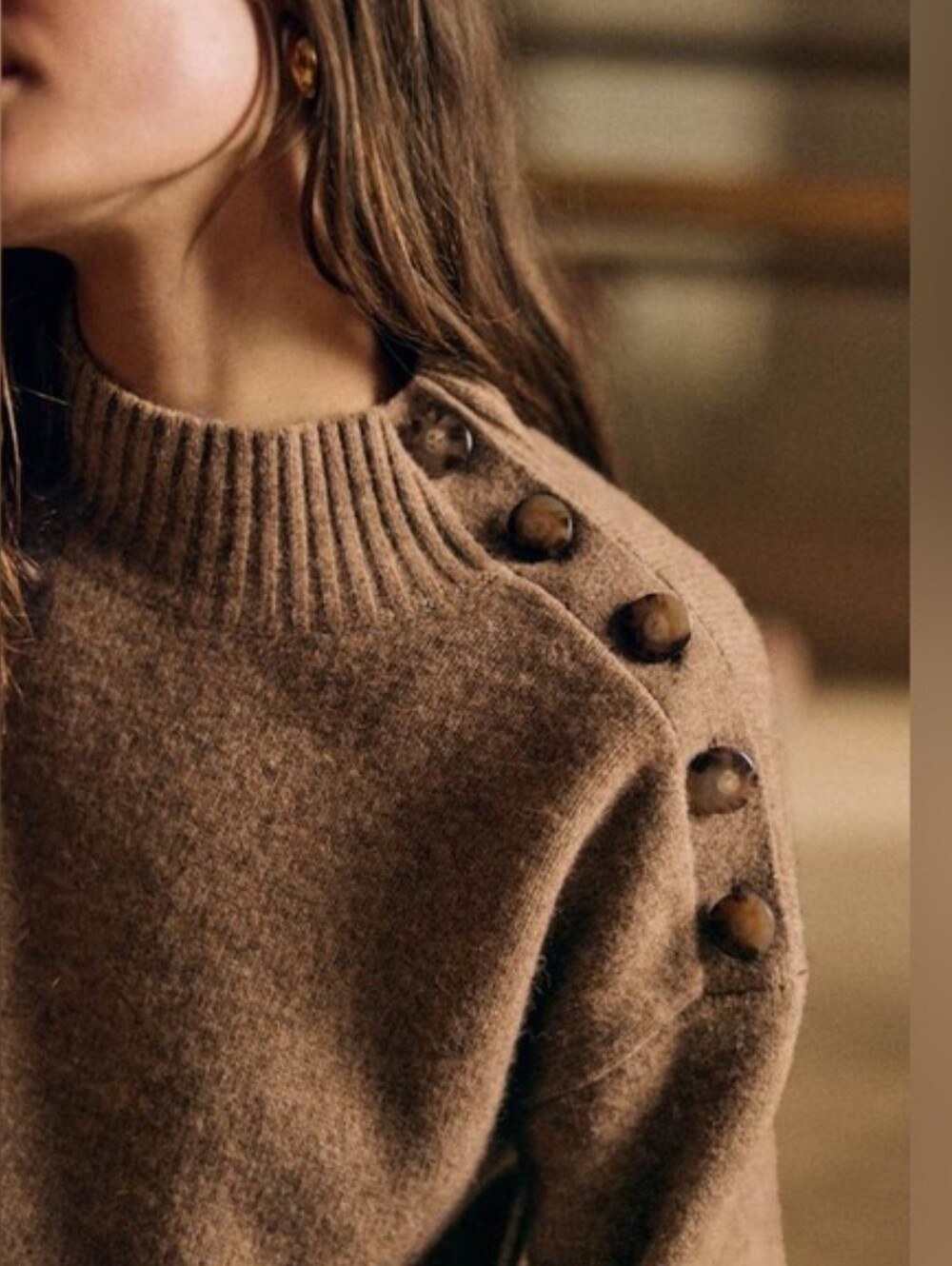 NWT! Sezane Elena 100% Yak Wool Jumper Sweater Taupe Brown Tan Size XS - Picture 3 of 11